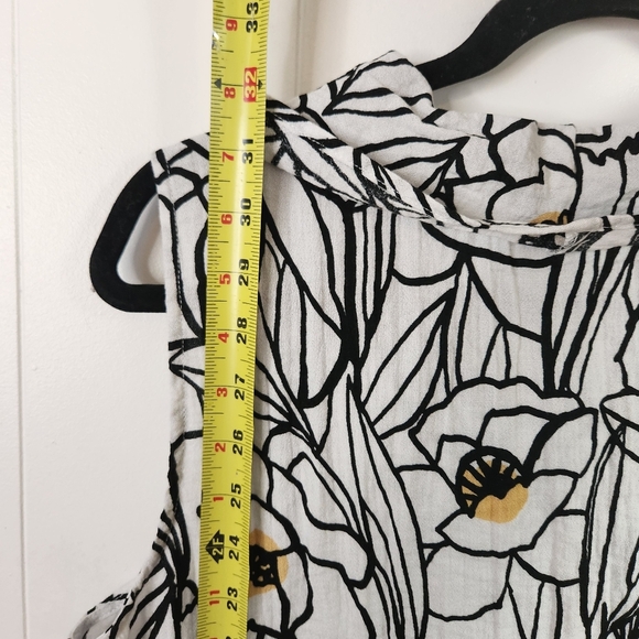 Habitat Clothes to Live In Sleeveless Tunic Cowl Daisy White Black Lagenlook - Picture 6 of 7